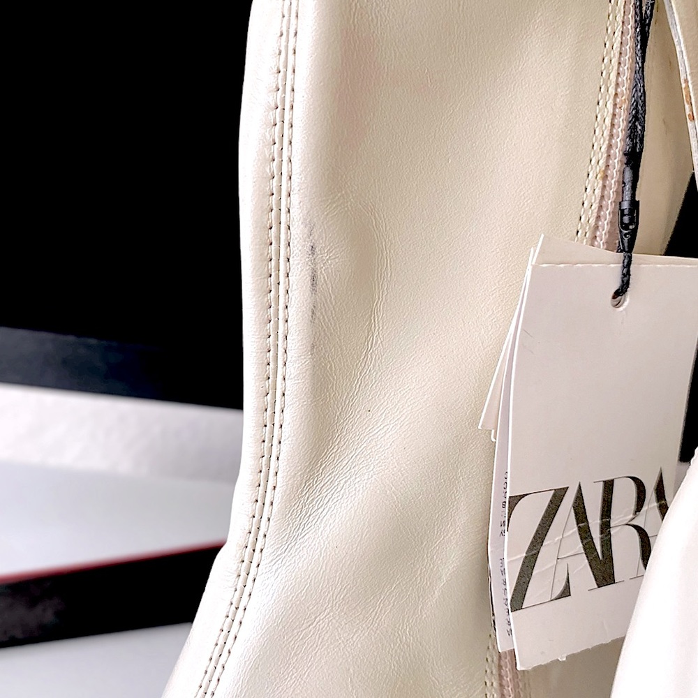 ZARA Ivory Soft Leather High Heeled Ankle Boots - Picture 15 of 16